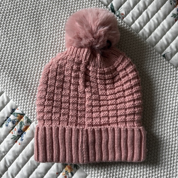 NWT Cozy Winter Scarf and Pink Pearl Pom Beanie Set - Picture 6 of 7